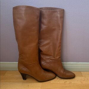 Luxury Italy boots Camel Leather Knee-High